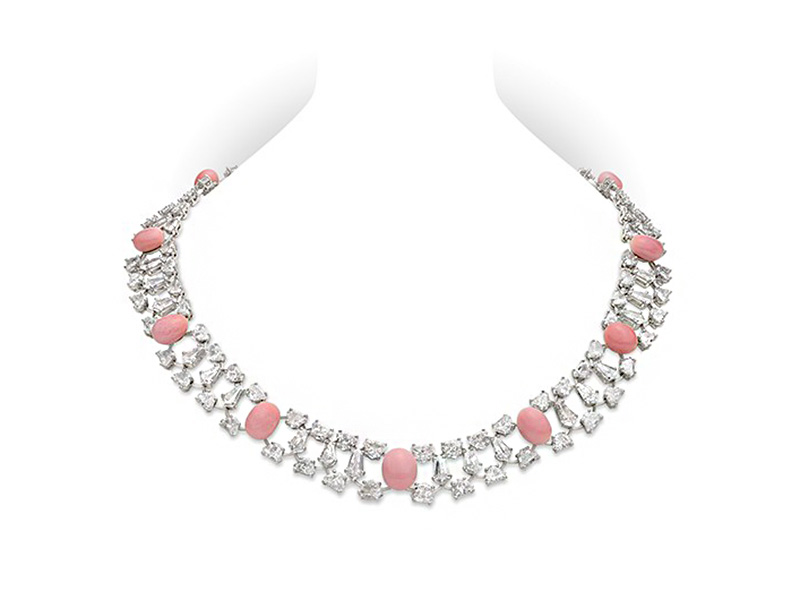 Collar de perlas y diamantes Mikimoto Empress Conch con perlas de 6-9 mm Conch con 36,51 ct de diamantes engastados en platino