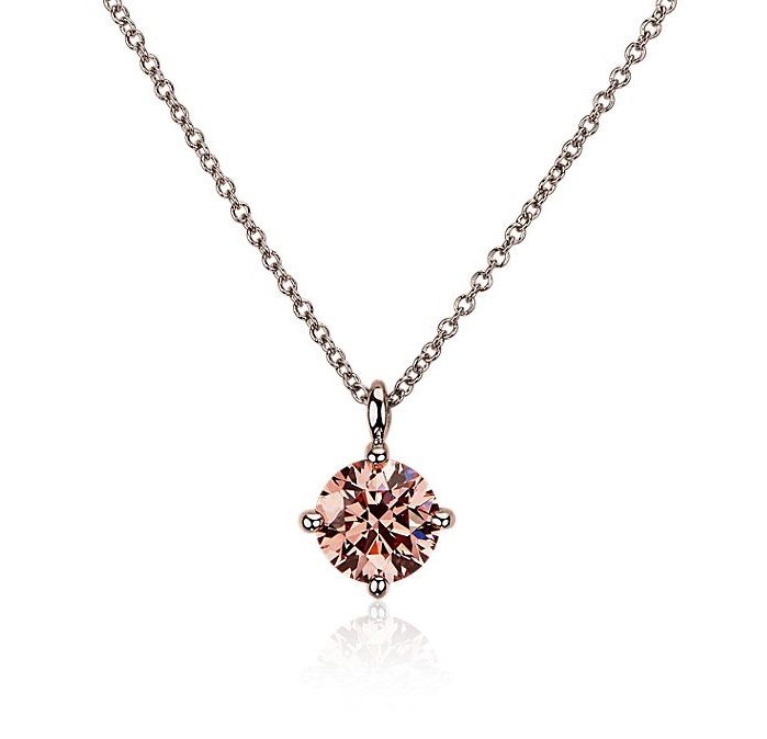 LIGHTBOX Collar con colgante de solitario redondo con diamante rosado elaborado en laboratorio en oro rosado de 14 k (1 qt. total) Blue Nile