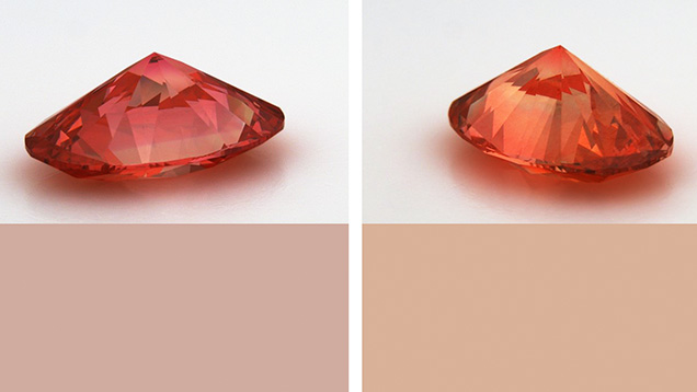 Los diamantes sintéticos cultivados con HPHT experimentan cambios temporales de color cuando se exponen a una intensa radiación ultravioleta de onda corta.