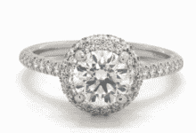 18K White Gold Falling Edge Pave Diamond Engagement Ring James Allen